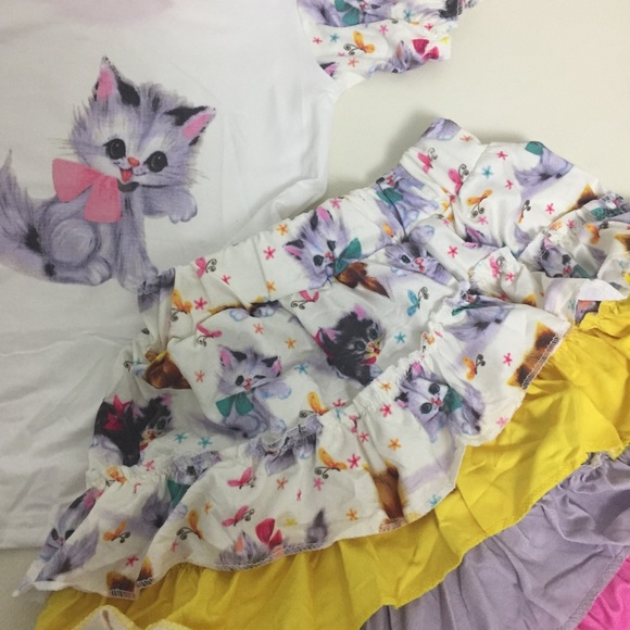 Kitty cat cute ruffle skirt with a top tee - Picture 5 of 8